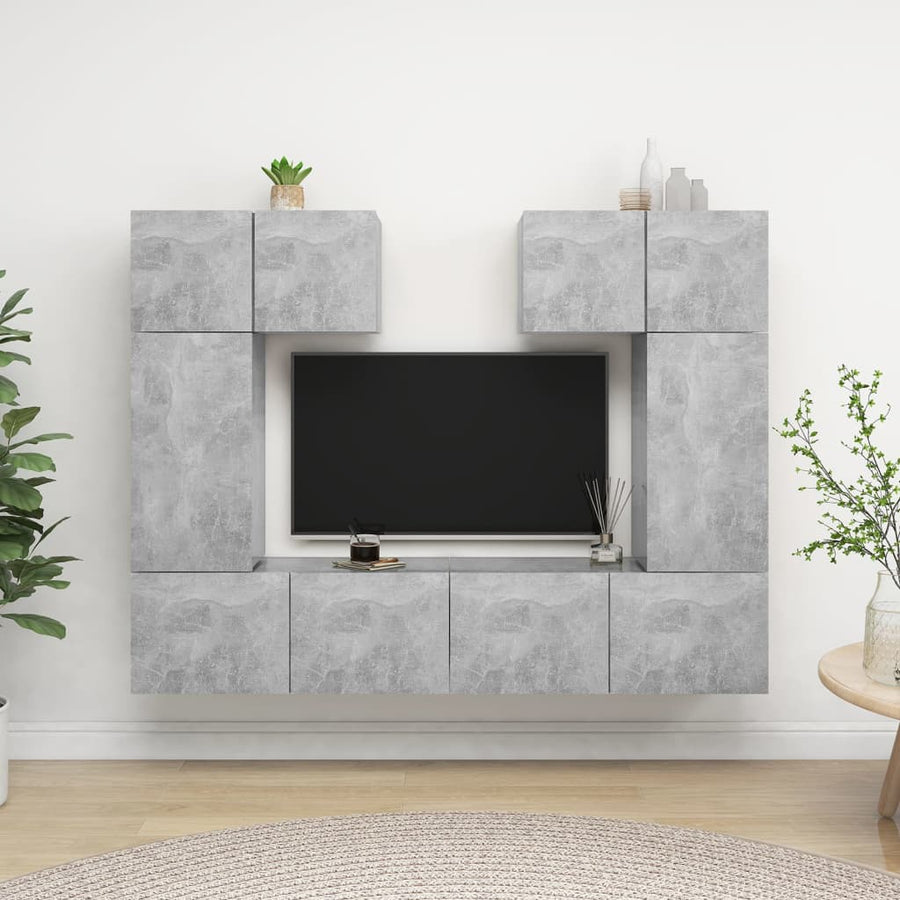 6-Delige Tv-Meubelset Spaanplaat 60 cm Betongrijs