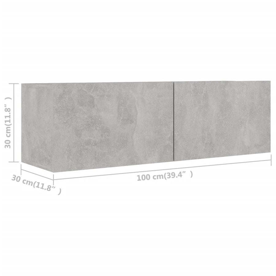 -Delige Tv-Meubelset Spaanplaat 2 80/100 x 30 x 30 cm Betongrijs