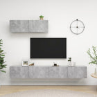 Tv-meubel set 3 stuks spaanplaat betongrijs