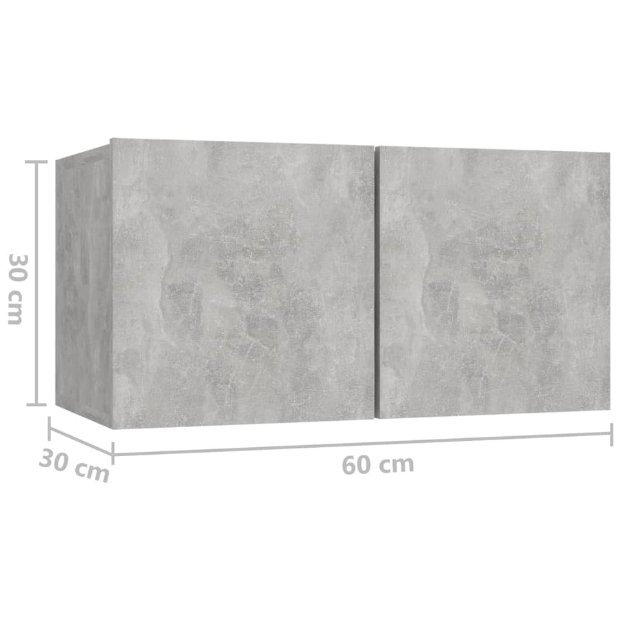 8-Delige Tv-Meubelset Spaanplaat 60 cm Betongrijs