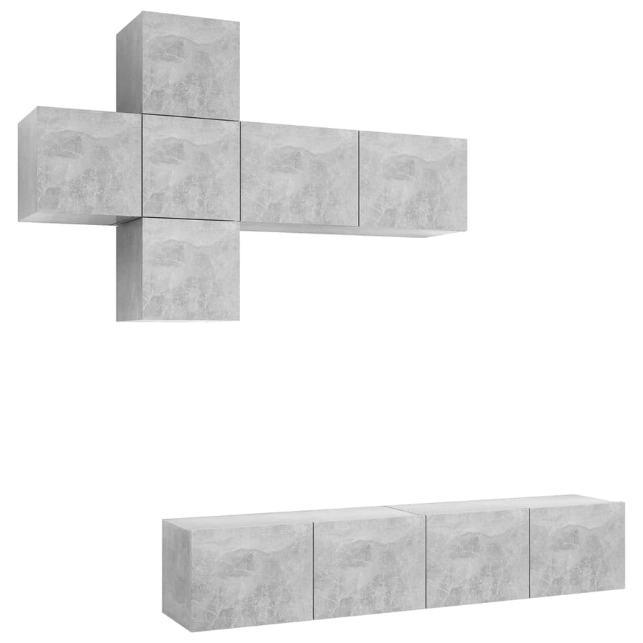 7-Delige Tv-Meubelset Spaanplaat 80 x 30 x 30 cm Betongrijs