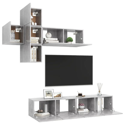 7-Delige Tv-Meubelset Spaanplaat 80 x 30 x 30 cm Betongrijs