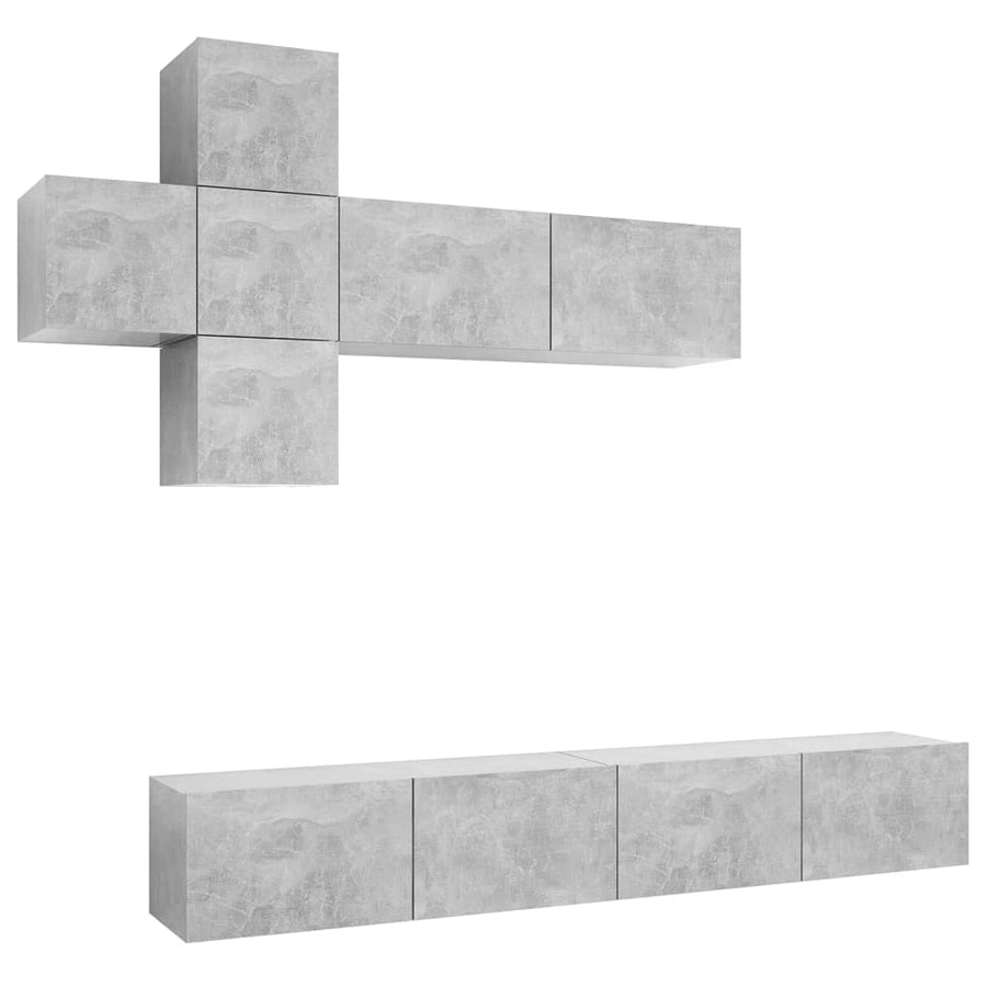 7-Delige Tv-Meubelset Spaanplaat 100 x 30 x 30 cm Betongrijs