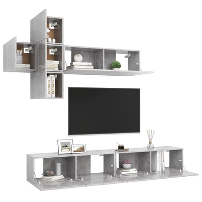 7-Delige Tv-Meubelset Spaanplaat 100 x 30 x 30 cm Betongrijs