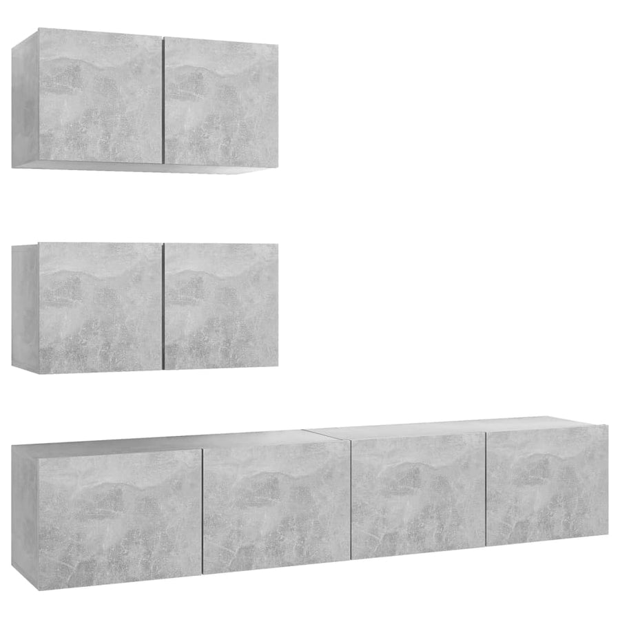 4-Delige Tv-Meubelset Spaanplaat 60 x 30 x 30 cm Betongrijs