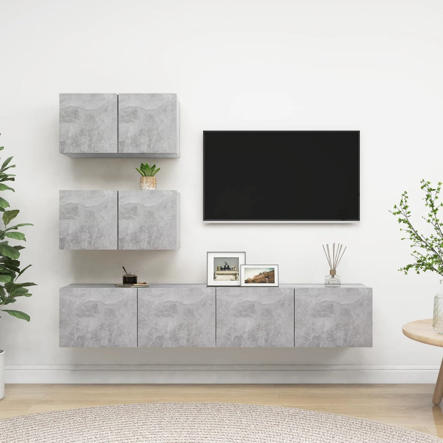 4-Delige Tv-Meubelset Spaanplaat 60 x 30 x 30 cm Betongrijs