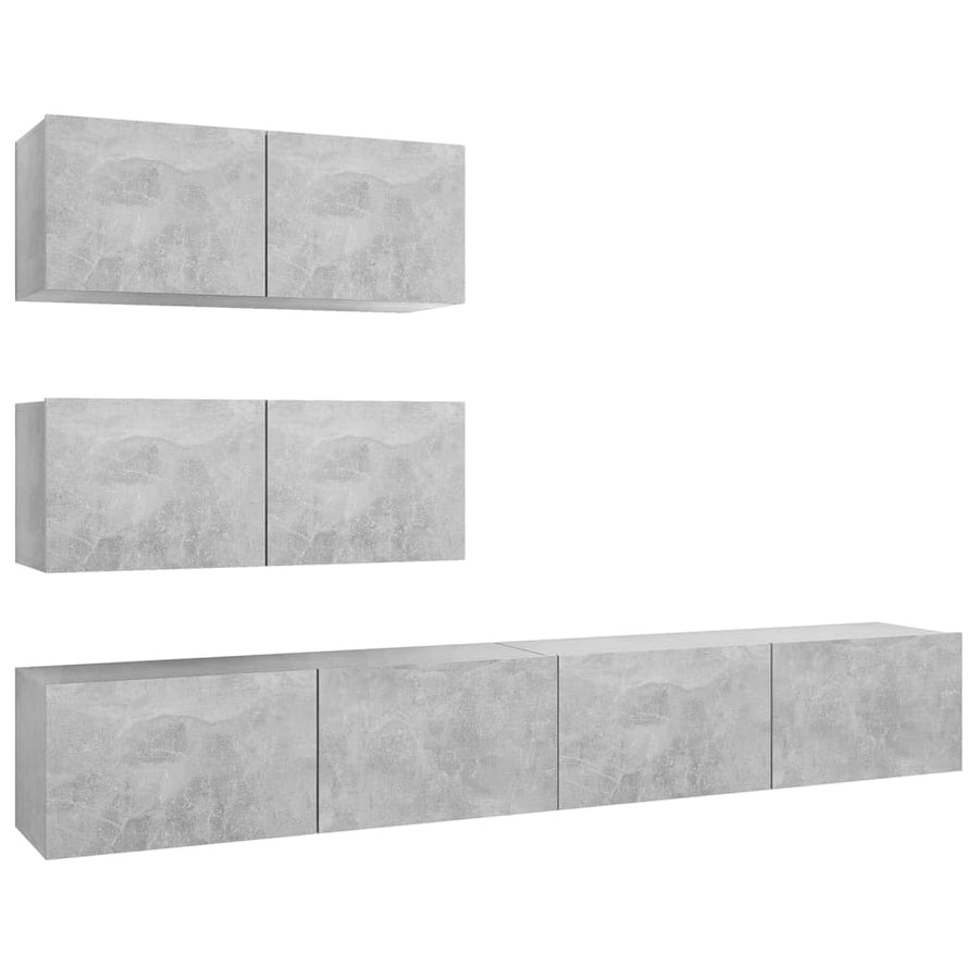 4-Delige Tv-Meubelset Spaanplaat 100 x 30 x 30 cm Betongrijs