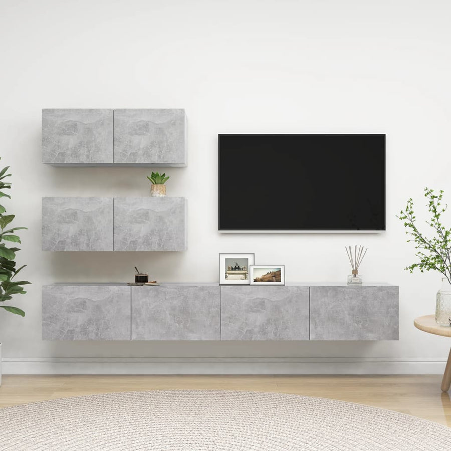 4-Delige Tv-Meubelset Spaanplaat 100 x 30 x 30 cm Betongrijs