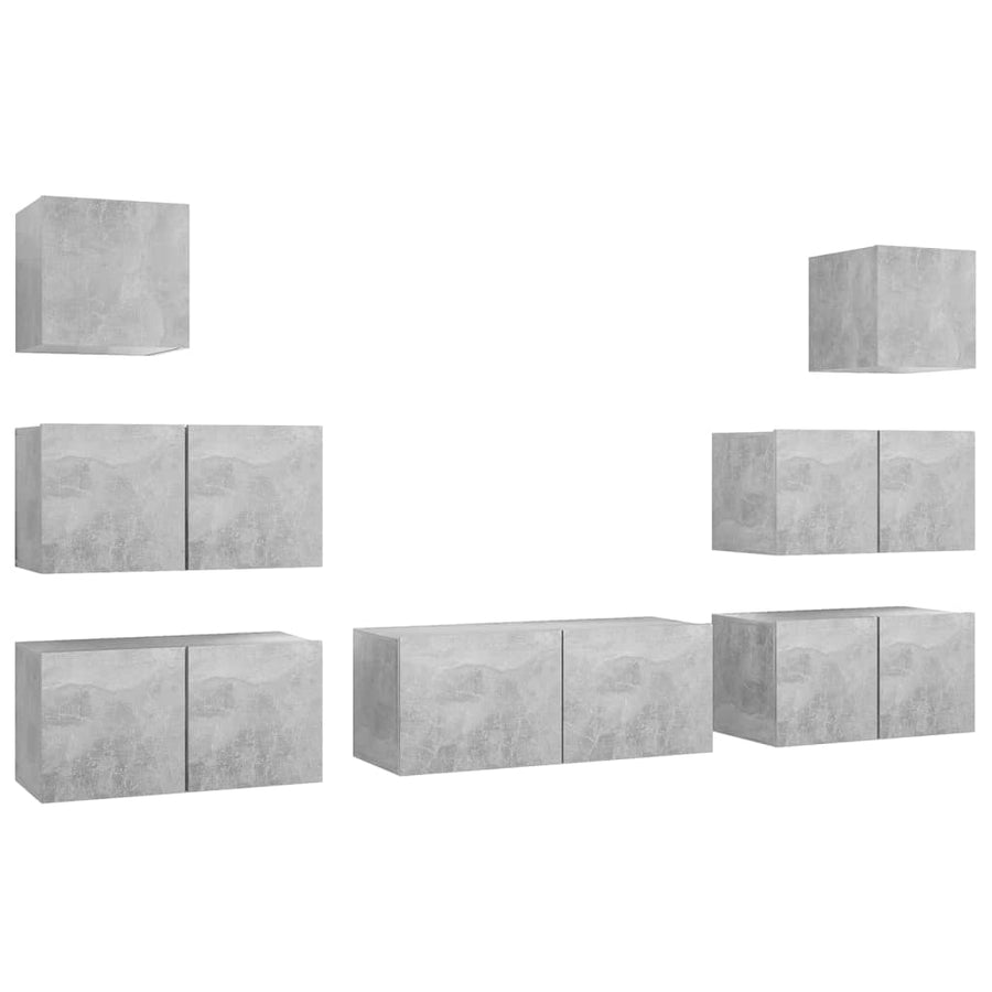 -Delige Tv-Meubelset Spaanplaat 7 80 x 30 x 30 cm Betongrijs