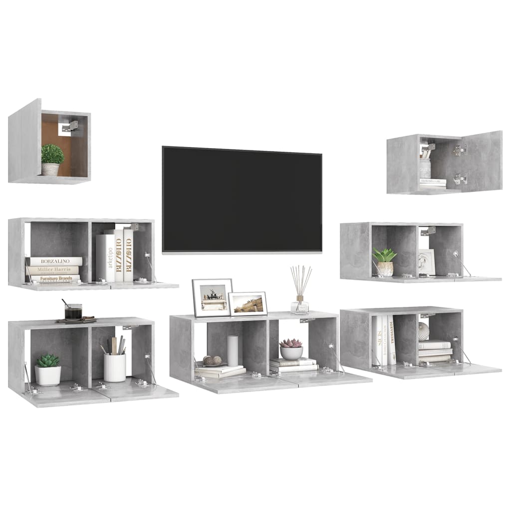 -Delige Tv-Meubelset Spaanplaat 7 80 x 30 x 30 cm Betongrijs
