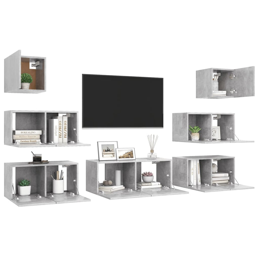 -Delige Tv-Meubelset Spaanplaat 7 80 x 30 x 30 cm Betongrijs