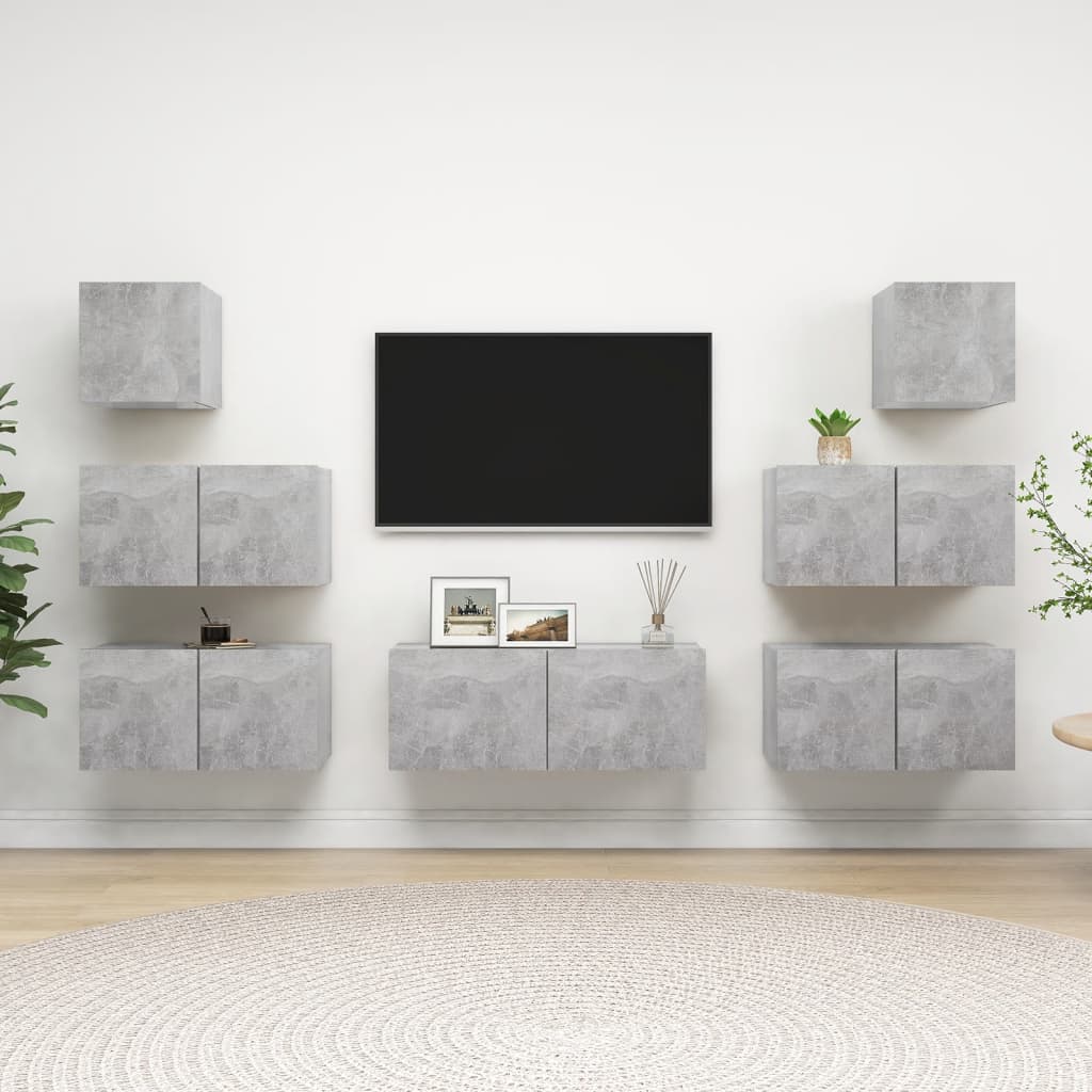 -Delige Tv-Meubelset Spaanplaat 7 80 x 30 x 30 cm Betongrijs