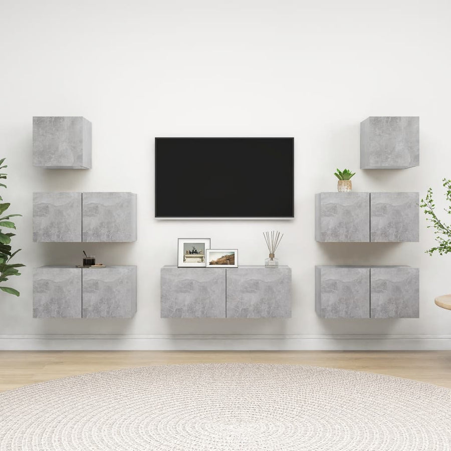 -Delige Tv-Meubelset Spaanplaat 7 80 x 30 x 30 cm Betongrijs