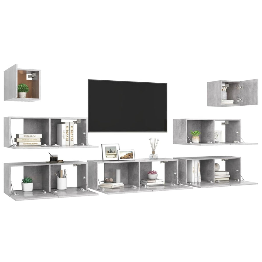 -Delige Tv-Meubelset Spaanplaat 7 100 x 30 x 30 cm Betongrijs