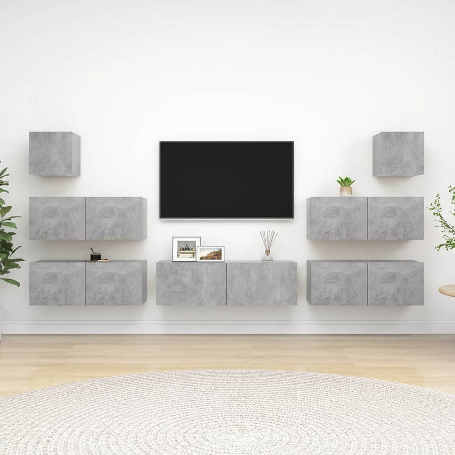 -Delige Tv-Meubelset Spaanplaat 7 100 x 30 x 30 cm Betongrijs