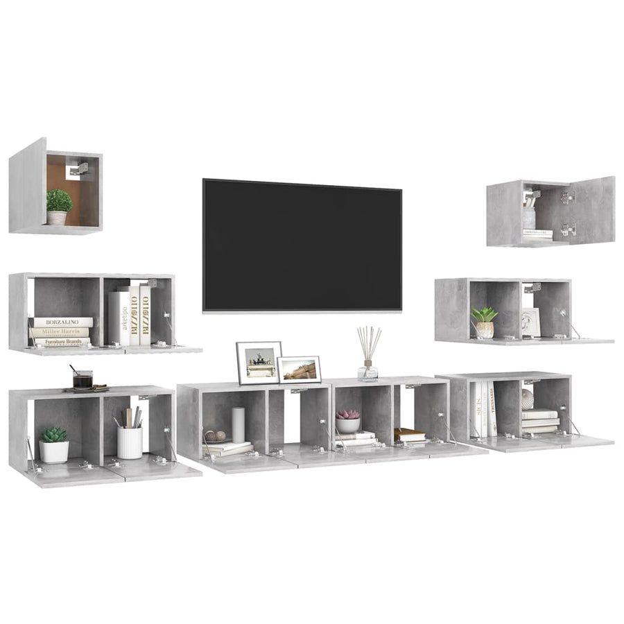 -Delige Tv-Meubelset Spaanplaat 8 60 x 30 x 30 cm Betongrijs