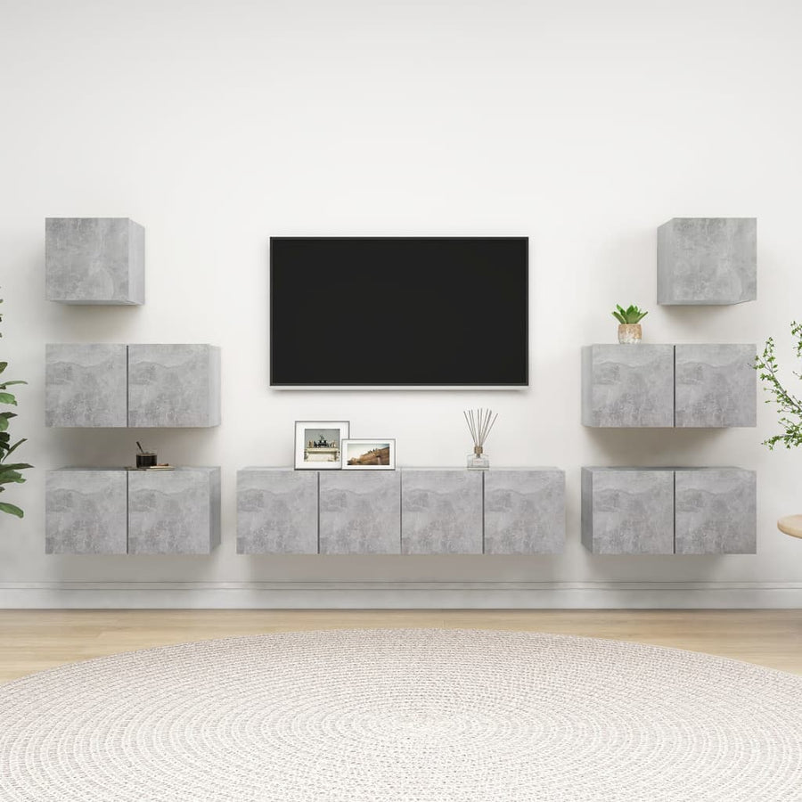 -Delige Tv-Meubelset Spaanplaat 8 60 x 30 x 30 cm Betongrijs