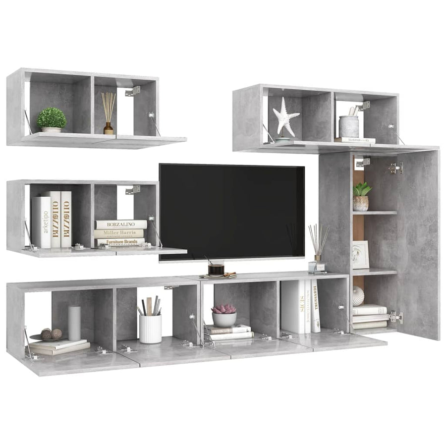 -Delige Tv-Meubelset Spaanplaat 6 80 x 30 x 30 cm Betongrijs