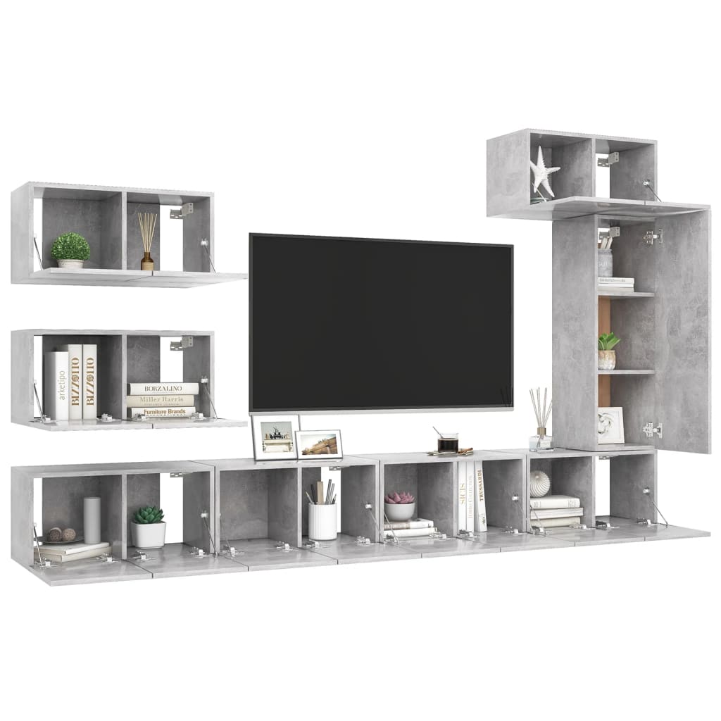 -Delige Tv-Meubelset Spaanplaat 8 60 x 30 x 30 cm Betongrijs