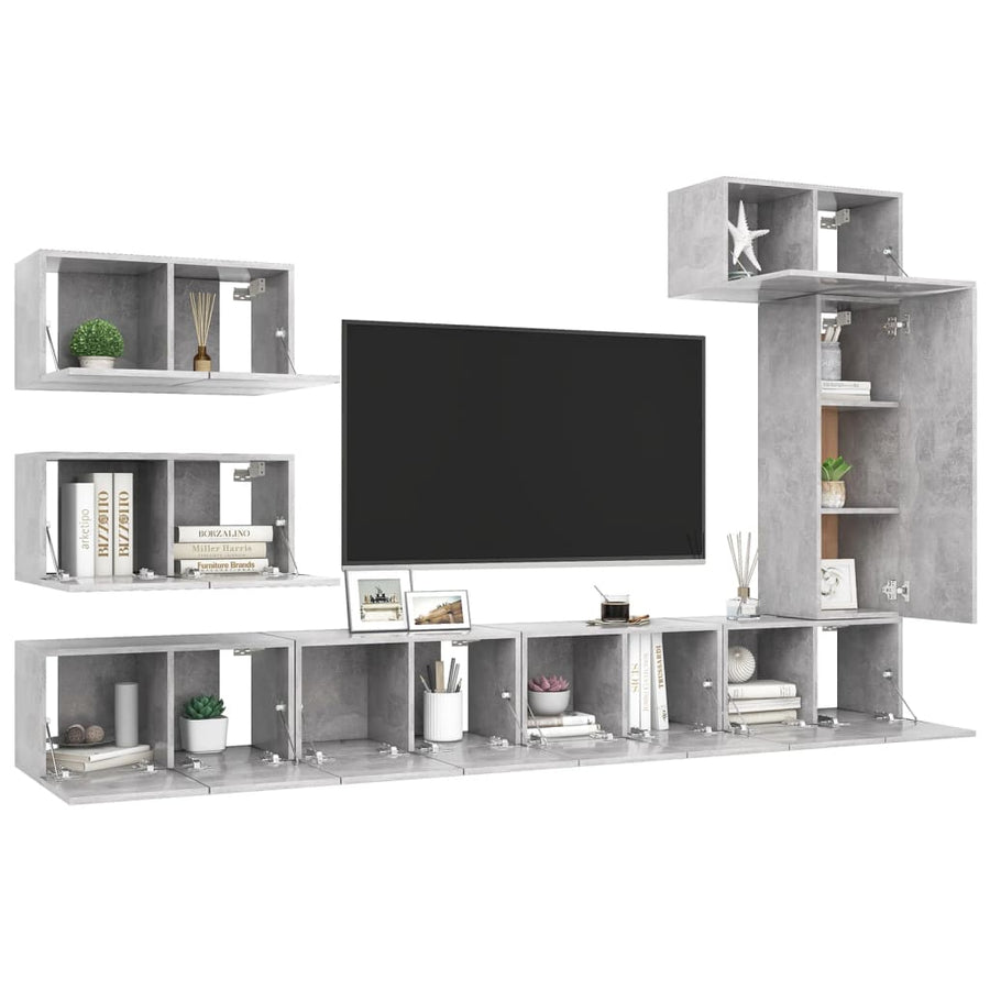 -Delige Tv-Meubelset Spaanplaat 8 60 x 30 x 30 cm Betongrijs