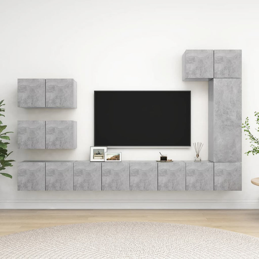 -Delige Tv-Meubelset Spaanplaat 8 60 x 30 x 30 cm Betongrijs