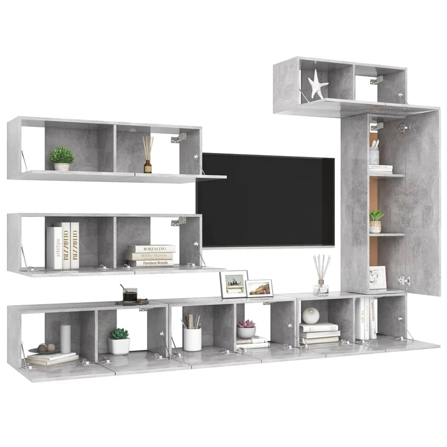 -Delige Tv-Meubelset Spaanplaat 7 100 x 30 x 30 cm Betongrijs