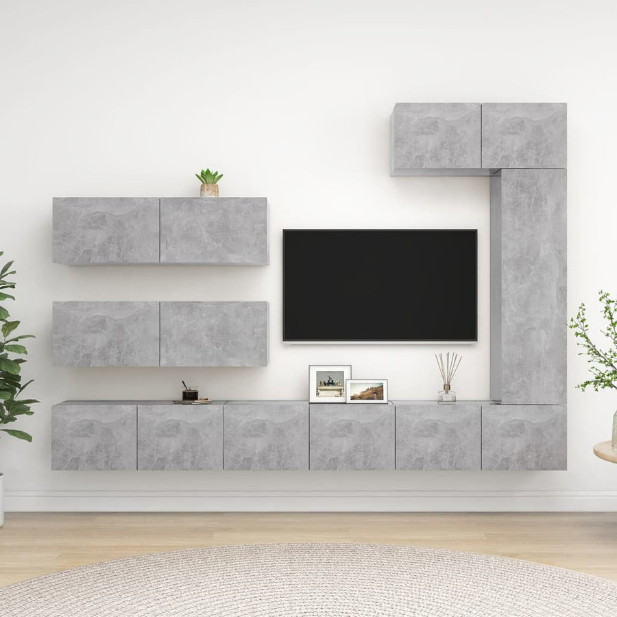 -Delige Tv-Meubelset Spaanplaat 7 100 x 30 x 30 cm Betongrijs