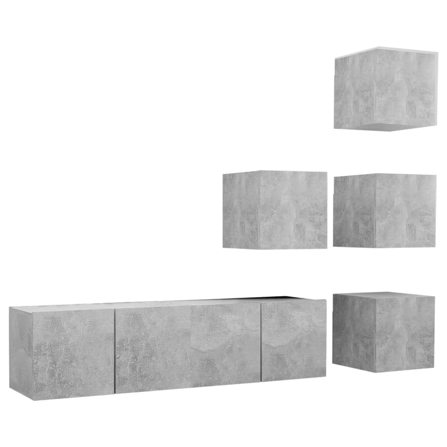 6-Delige Tv-Meubelset Spaanplaat 60 x 30 x 30 cm Betongrijs