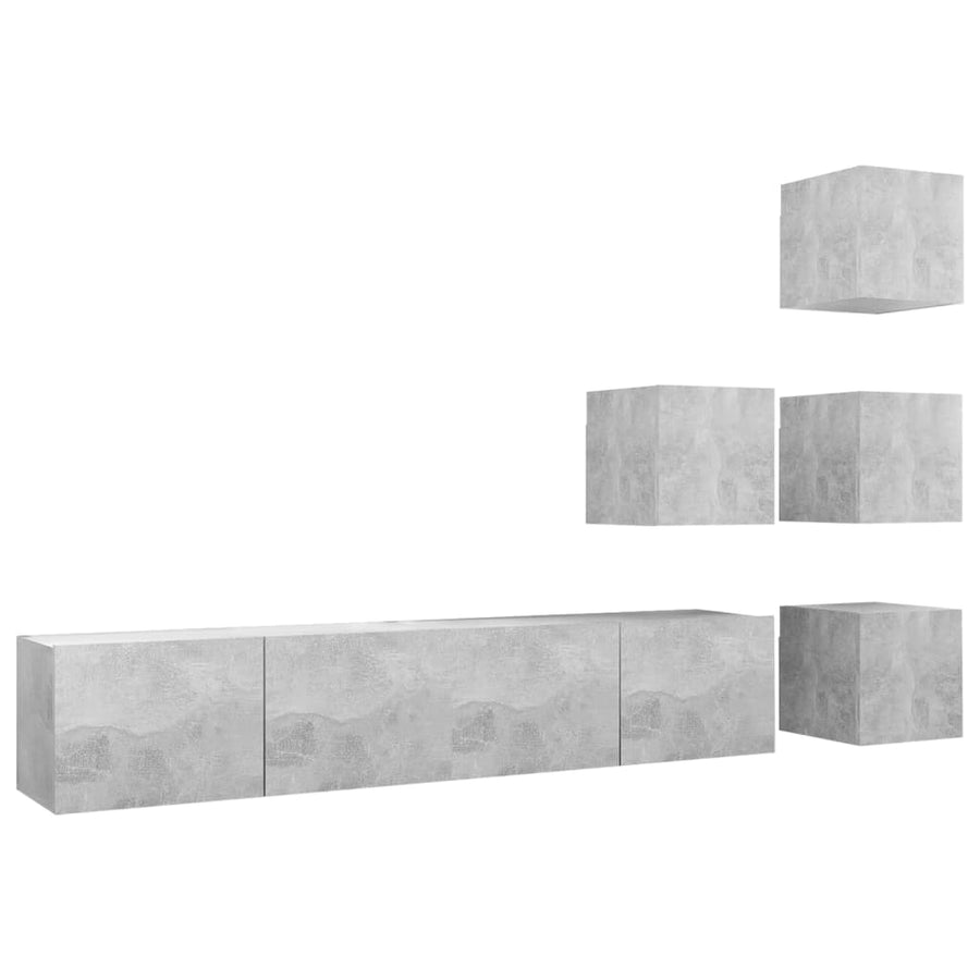 6-Delige Tv-Meubelset Spaanplaat 80 x 30 x 30 cm Betongrijs