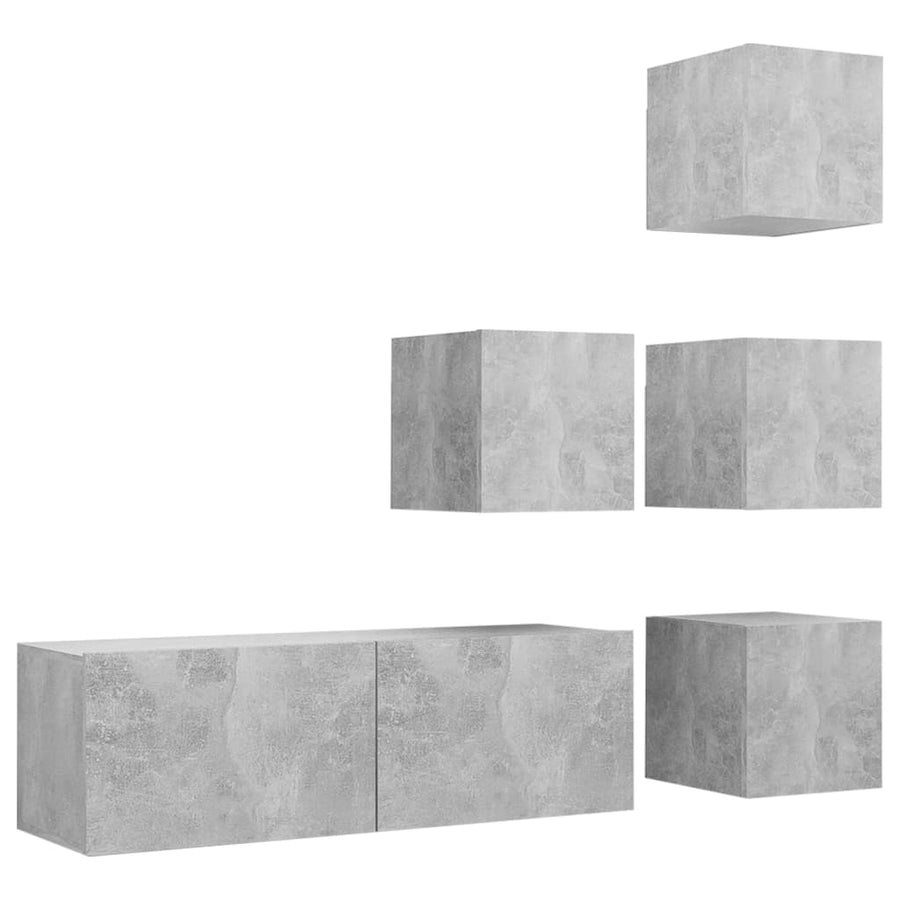 5-Delige Tv-Meubelset Spaanplaat 100 x 30 x 30 cm Betongrijs