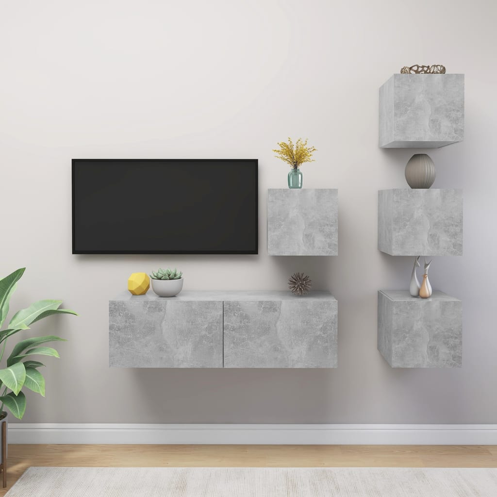 5-Delige Tv-Meubelset Spaanplaat 100 x 30 x 30 cm Betongrijs