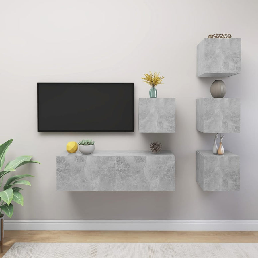 5-Delige Tv-Meubelset Spaanplaat 100 x 30 x 30 cm Betongrijs