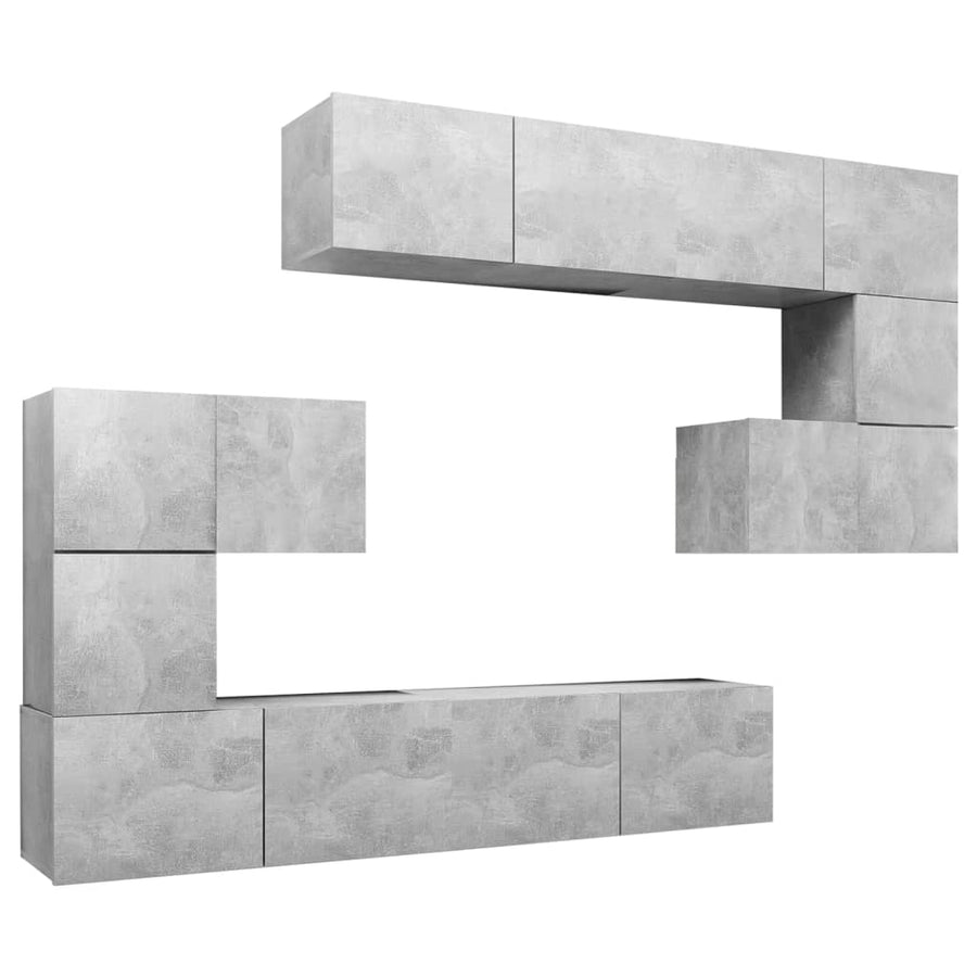 -Delige Tv-Meubelset Spaanplaat 8 80 x 30 x 30 cm Betongrijs