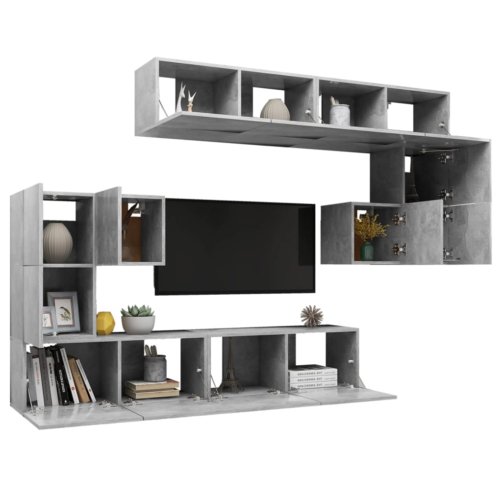 -Delige Tv-Meubelset Spaanplaat 8 80 x 30 x 30 cm Betongrijs