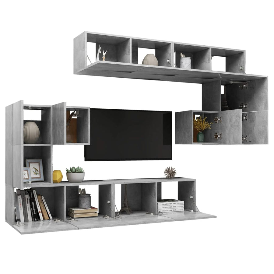 -Delige Tv-Meubelset Spaanplaat 8 80 x 30 x 30 cm Betongrijs