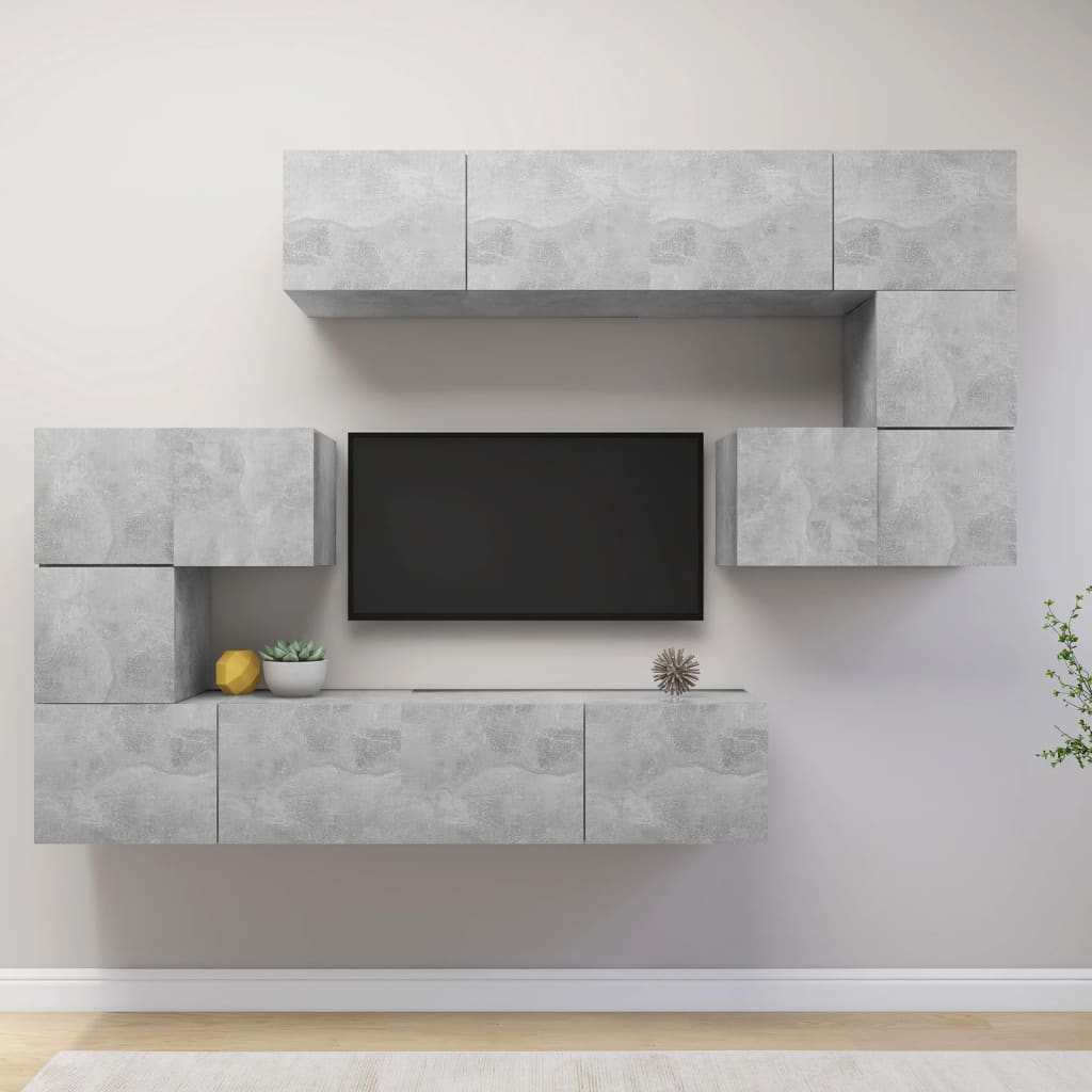 -Delige Tv-Meubelset Spaanplaat 8 80 x 30 x 30 cm Betongrijs