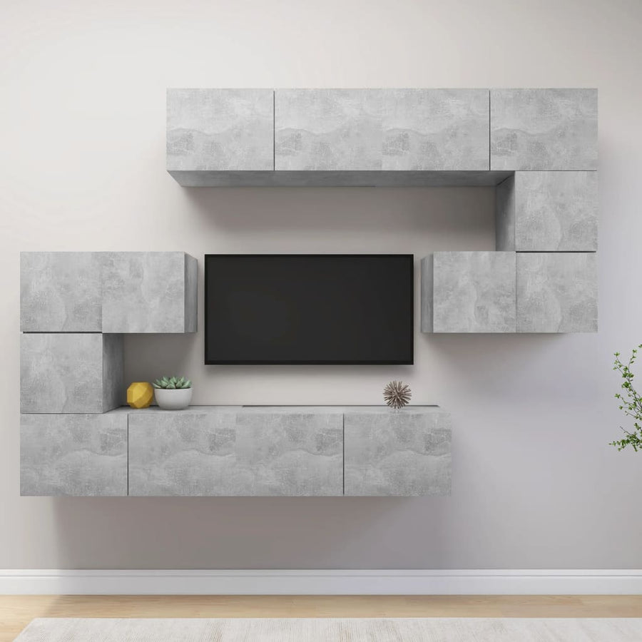 -Delige Tv-Meubelset Spaanplaat 8 80 x 30 x 30 cm Betongrijs
