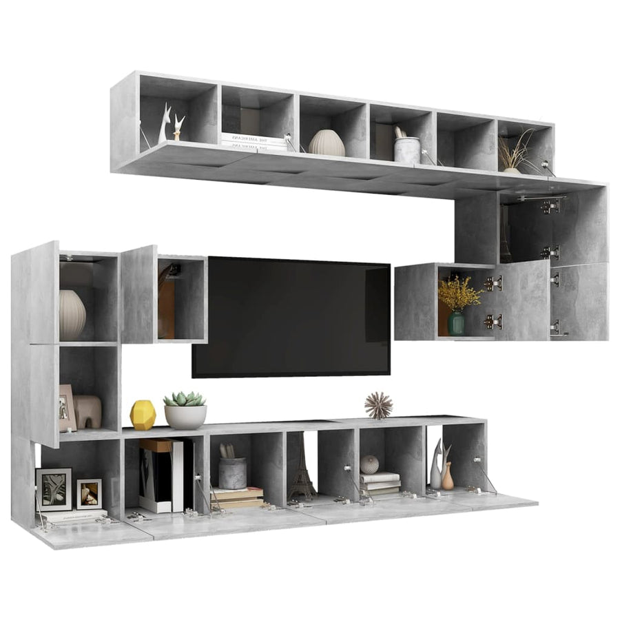 -Delige Tv-Meubelset Spaanplaat 10 60 x 30 x 30 cm Betongrijs