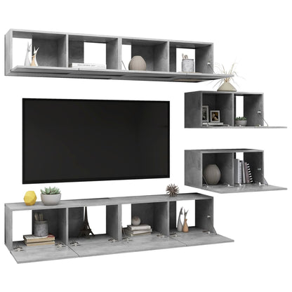 -Delige Tv-Meubelset Spaanplaat 6 80 x 30 x 30 cm Betongrijs