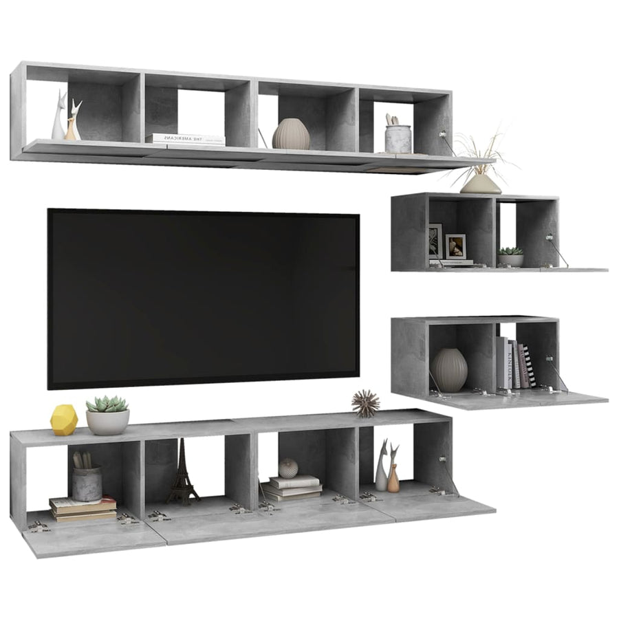 -Delige Tv-Meubelset Spaanplaat 6 80 x 30 x 30 cm Betongrijs