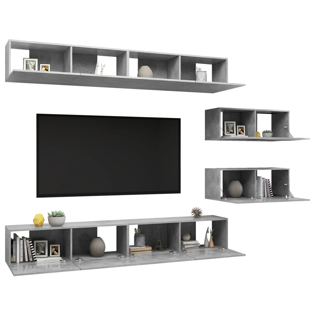 -Delige Tv-Meubelset Spaanplaat 6 100 x 30 x 30 cm Betongrijs