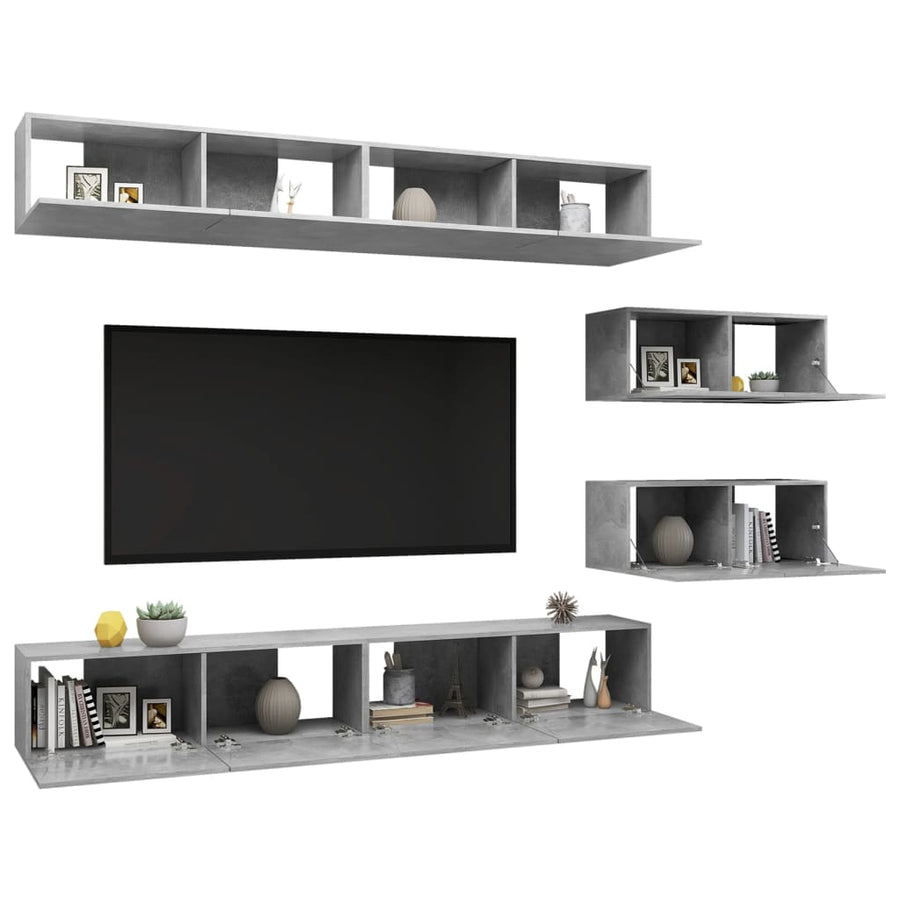 -Delige Tv-Meubelset Spaanplaat 6 100 x 30 x 30 cm Betongrijs