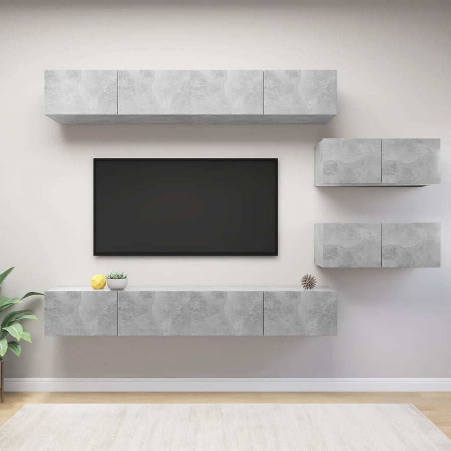 -Delige Tv-Meubelset Spaanplaat 6 100 x 30 x 30 cm Betongrijs