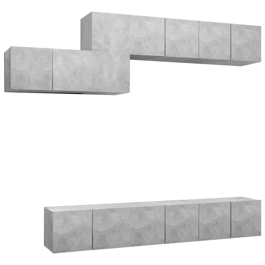 -Delige Tv-Meubelset Spaanplaat 7 60 x 30 x 30 cm Betongrijs