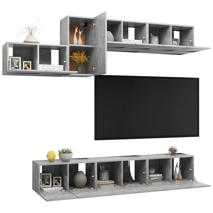 -Delige Tv-Meubelset Spaanplaat 7 60 x 30 x 30 cm Betongrijs