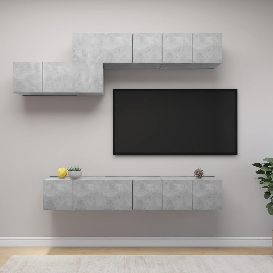 -Delige Tv-Meubelset Spaanplaat 7 60 x 30 x 30 cm Betongrijs