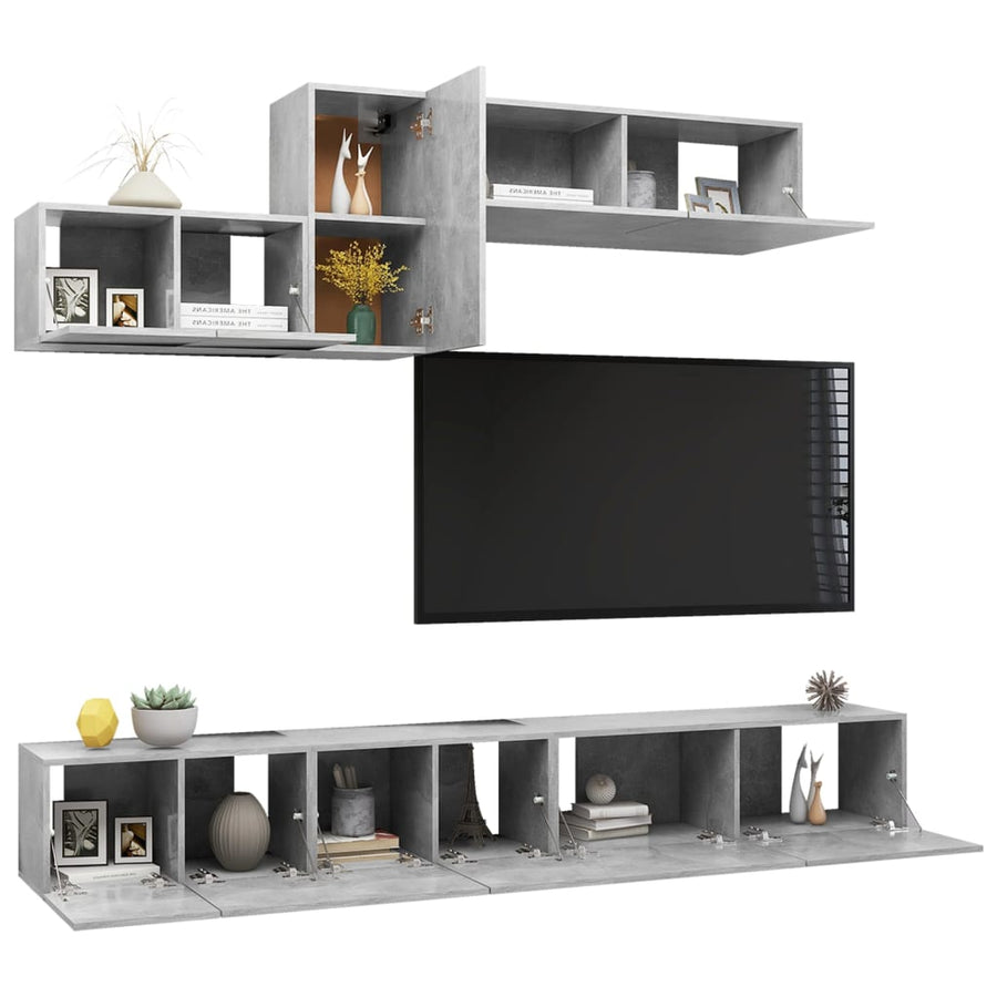 -Delige Tv-Meubelset Spaanplaat 6 100 x 30 x 30 cm Betongrijs