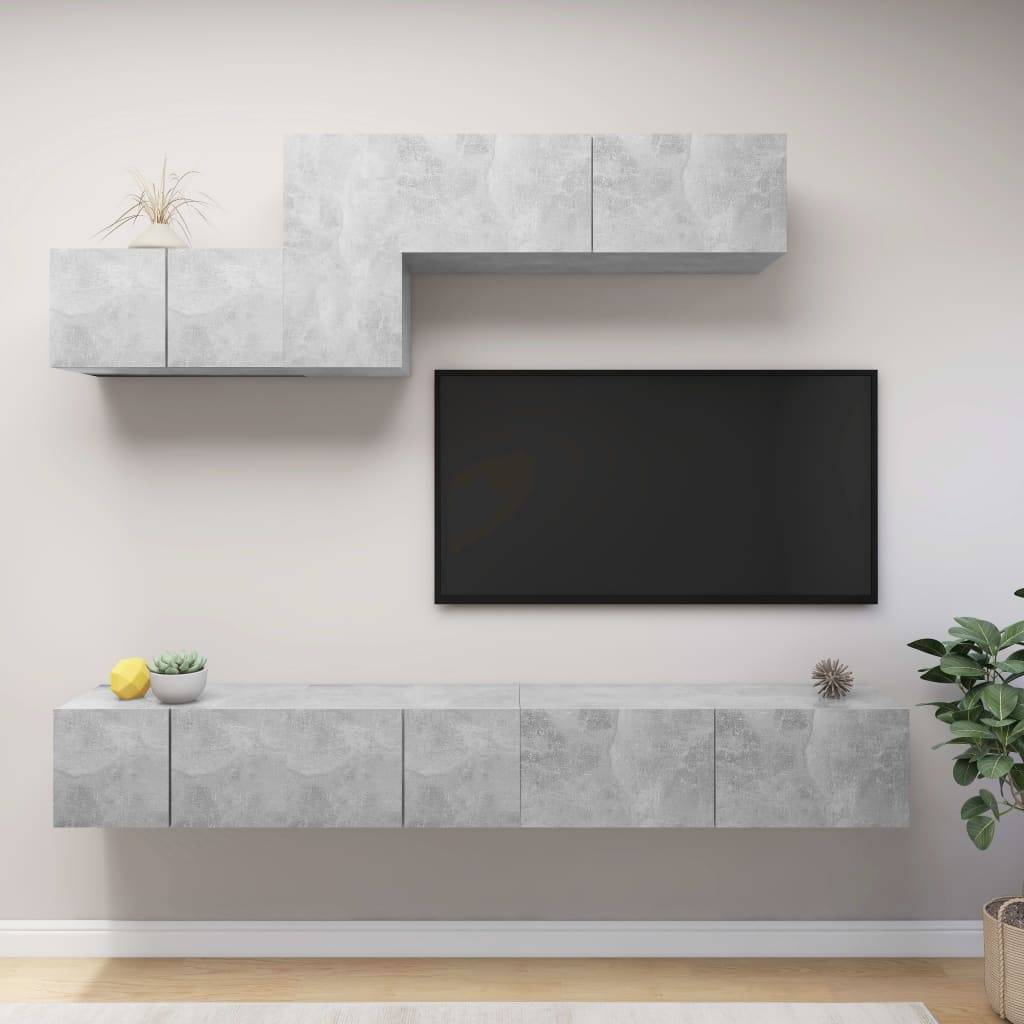 -Delige Tv-Meubelset Spaanplaat 6 100 x 30 x 30 cm Betongrijs