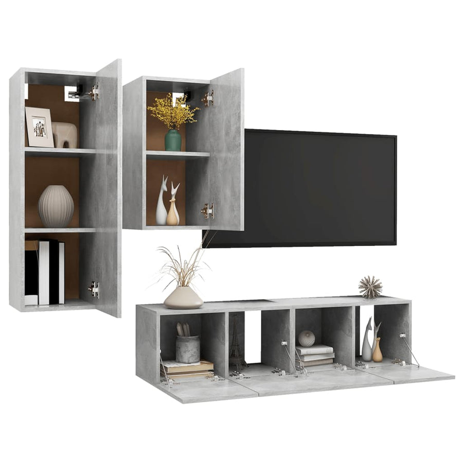 -Delige Tv-Meubelset Spaanplaat 60 x 30 x 30 cm Betongrijs