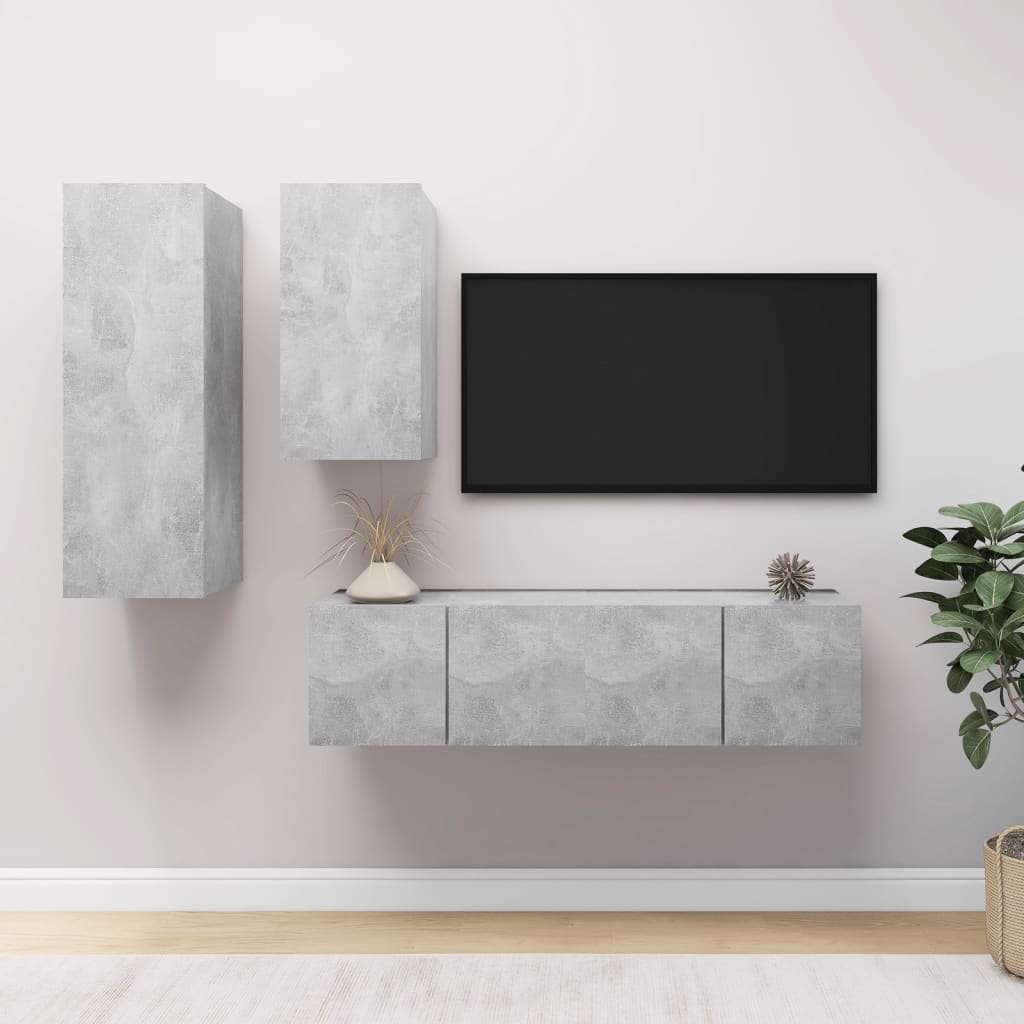 -Delige Tv-Meubelset Spaanplaat 60 x 30 x 30 cm Betongrijs